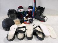 Snowman Pair, Motorcycle Helmets, Baseball bats