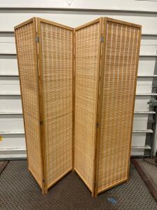 4-Panel Folding Room Divider, Woven Rattan, 70.6" H x 70.8" W