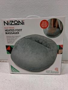 NiZONI Electronic Heated Foot Massager with Vibration, USB-Powered, Gray
