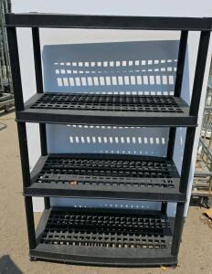 4-Tier Black Plastic Utility Shelving Unit, 4' Tall, Capacity per Shelf