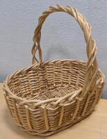 Mixed Lot: Wicker, Wooden, and Holiday Baskets with Black Woven Handbag - 3