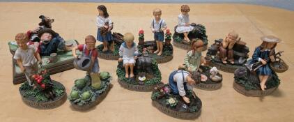 DEMDACO Vintage Virtues Kathy Killip Figurine Set, 2002, Cold Cast Resin