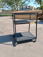 3-Shelf Black AV Utility Cart, 24"x18" Shelves, 34" Tall, 4" Locking Casters, Cable Grommets - 2