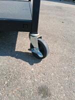 3-Shelf Black AV Utility Cart, 24"x18" Shelves, 34" Tall, 4" Locking Casters, Cable Grommets - 5