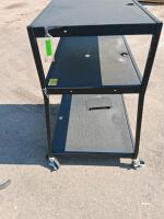 3-Shelf Black AV Utility Cart, 24"x18" Shelves, 34" Tall, 4" Locking Casters, Cable Grommets - 7