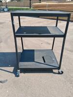 3-Shelf Black AV Utility Cart, 24"x18" Shelves, 34" Tall, 4" Locking Casters, Cable Grommets - 9