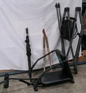 NordicTrack AbWorks Abdominal Exercise Machine, Steel Frame, 48"x20"x36", 250 lb Capacity. Bolt cutter, Oversized umbrella and hammock frame.