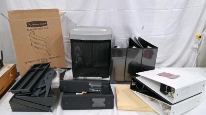 Fellowes S701CM Shredder(tested), Rubbermaid L16603 Hot File Set, 6 Binders, Folders &ndash; Office Bundle