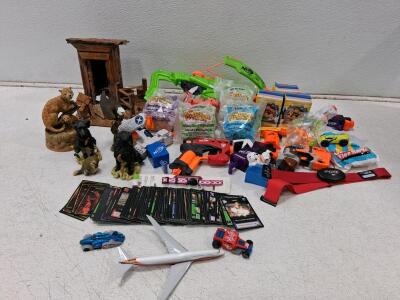 Large Mixed Lot: Nerf Blasters, Hot Wheels Cars, MyZone MZ-3, Cards, McDonald&rsquo;s Toys+