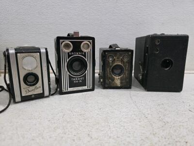 Kodak Brownie Target Six-16 & Duaflex Vintage Box Cameras, Made in USA & England, 1940s-50s