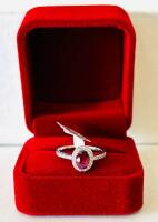 Platinum Ruby & Diamond Ring, 1.06 ct Oval Ruby, 0.36 ct Diamonds, Certificate K42E11-EA14142, Appraised - 2