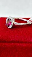 Platinum Ruby & Diamond Ring, 1.06 ct Oval Ruby, 0.36 ct Diamonds, Certificate K42E11-EA14142, Appraised - 4