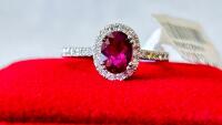 Platinum Ruby & Diamond Ring, 1.06 ct Oval Ruby, 0.36 ct Diamonds, Certificate K42E11-EA14142, Appraised - 5