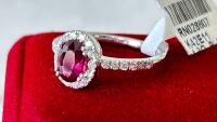 Platinum Ruby & Diamond Ring, 1.06 ct Oval Ruby, 0.36 ct Diamonds, Certificate K42E11-EA14142, Appraised - 7