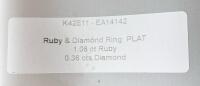 Platinum Ruby & Diamond Ring, 1.06 ct Oval Ruby, 0.36 ct Diamonds, Certificate K42E11-EA14142, Appraised - 12