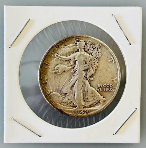1942-D Walking Liberty Half Dollar, Silver, 50&cent; Coin, Denver Mint, Circulated