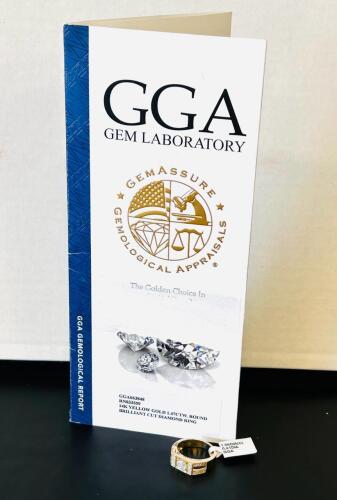 14K Yellow Gold Ring 1.47CTW, 1.06Ct Center Diamond, H/I1, GGA Appraisal #GGA063848 RN033559 (Please Inspect In Person) Size 10