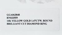 14K Yellow Gold Ring 1.47CTW, 1.06Ct Center Diamond, H/I1, GGA Appraisal #GGA063848 RN033559 (Please Inspect In Person) Size 10 - 8