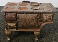 Antique "BABY" Cast Iron Toy Stove with Accessories, Circa 1880-1920, 13" x 13" x 15.5"