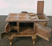 Antique "BABY" Cast Iron Toy Stove with Accessories, Circa 1880-1920, 13" x 13" x 15.5" - 2