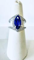 18K White Gold Marquise Tanzanite (3.75Ct) & Diamond (0.87Ct) Ring GGA061479, RN033039 (Please Inspect In Person) Size 6.5 - 2