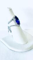 18K White Gold Marquise Tanzanite (3.75Ct) & Diamond (0.87Ct) Ring GGA061479, RN033039 (Please Inspect In Person) Size 6.5 - 3