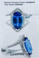 18K White Gold Marquise Tanzanite (3.75Ct) & Diamond (0.87Ct) Ring GGA061479, RN033039 (Please Inspect In Person) Size 6.5 - 11
