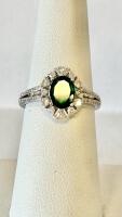 14K White Gold Lady's Ring, 0.84Ct Tsavorite, 0.49Ct Diamonds, RN035436, Appraised $3,870 (Please Inspect In Person) Size 6.5 - 3