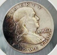 1958-D Franklin Half Dollar, 90% Silver, Circulated Condition - 2