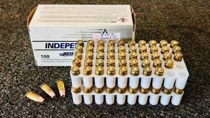 100 Rounds 9MM Luger Handloaded Ammo, 115Gr Hornady XTP, Brass Case, Bullseye Powder