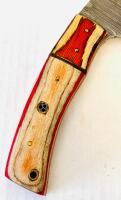 Custom Handmade Damascus Steel Cleaver-Style Fixed-Blade Knife With Wood Resin Handle And Leather Sheath - 4