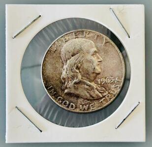 1963-D Franklin Half Dollar, 90% Silver, Circulated Condition
