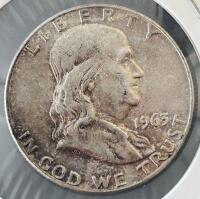 1963-D Franklin Half Dollar, 90% Silver, Circulated Condition - 2