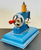 Kay an EE Sew Master Toy Sewing Machine, Circa 1950s, Hand-Crank, Blue Metal Body (7"x4"x5") - 5