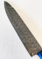 Custom Damascus Steel Chef Knife With Multi-Color Stabilized Wood Handle, 6.75" Blade - 2
