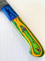 Custom Damascus Steel Chef Knife With Multi-Color Stabilized Wood Handle, 6.75" Blade - 4