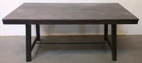 Industrial Trestle Dining Table with Turnbuckle, Dark Brown Wood,