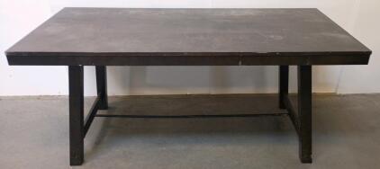 Industrial Trestle Dining Table with Turnbuckle, Dark Brown Wood,