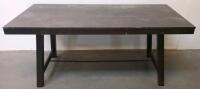 Industrial Trestle Dining Table with Turnbuckle, Dark Brown Wood,