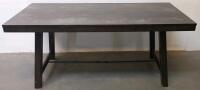 Industrial Trestle Dining Table with Turnbuckle, Dark Brown Wood, - 3