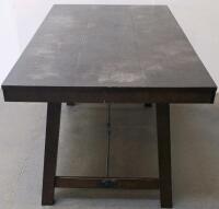 Industrial Trestle Dining Table with Turnbuckle, Dark Brown Wood, - 4