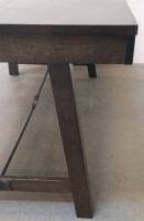 Industrial Trestle Dining Table with Turnbuckle, Dark Brown Wood, - 5