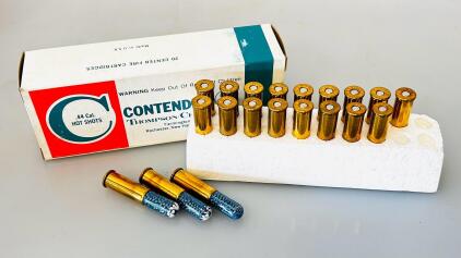 Thompson/Center Contender .44 Cal Hot Shots, 20-Round Box, Brass/Blue Capsules, For Contender Pistol