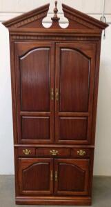 Traditional Wooden Entertainment Center Armoire With Brass Hardware And TV/Computer Storage 78"x36"x20"