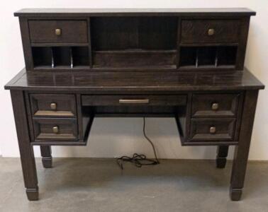 Office Desk With Hutch, 7 Drawers, Integrated Power/USB Panel