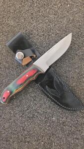 Fixed-Blade Hunting Knife With Stainless Steel Blade And Laminated Wood Handle