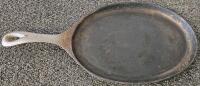 Cast Iron Skillet 9.5" & Oval Griddle 11" Set, "S" Mark, Made in China, Model 1/2, Loop Handles - 2