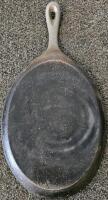 Cast Iron Skillet 9.5" & Oval Griddle 11" Set, "S" Mark, Made in China, Model 1/2, Loop Handles - 3