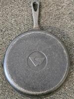 Cast Iron Skillet 9.5" & Oval Griddle 11" Set, "S" Mark, Made in China, Model 1/2, Loop Handles - 6