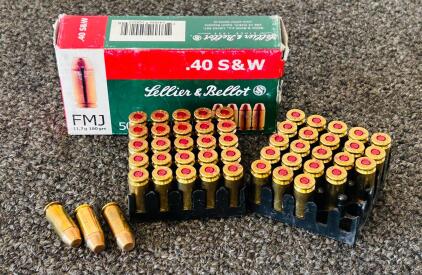 Sellier & Bellot .40 S&W 180Gr FMJ Brass Ammunition &ndash; 50 Rounds, Original Box